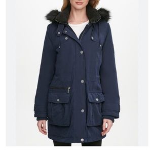 Dkny Fur hooded puffer coat